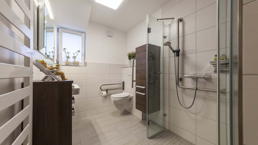 barrierefreies Bad mit Dusche und WC