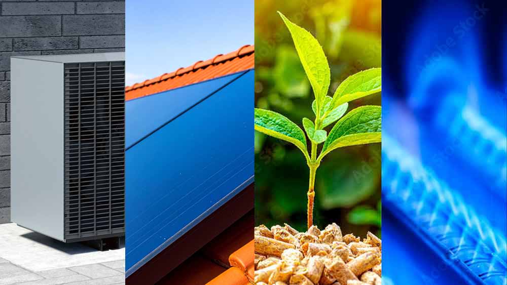 Grafik mit 4 Heizungsarten